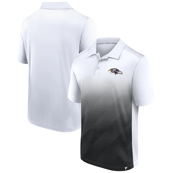 Men's Baltimore Ravens White/Black Iconic Parameter Sublimated Polo Men's Baltimore Ravens White/Black Iconic Parameter Sublimated Polo